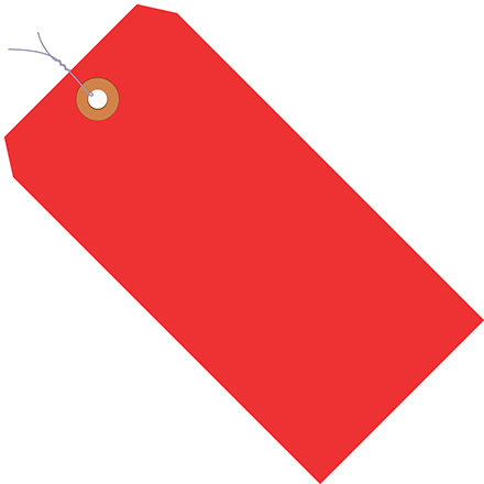 5 <span class='fraction'>3/4</span> x 2 <span class='fraction'>7/8</span>" Red 13 Pt. Shipping Tags - Pre-Wired