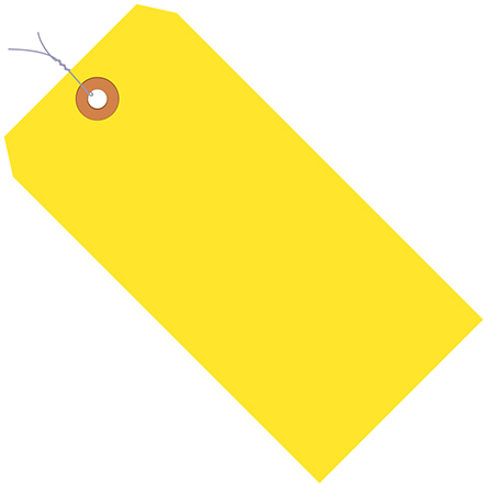 3 <span class='fraction'>3/4</span> x 1 <span class='fraction'>7/8</span>" Yellow 13 Pt. Shipping Tags - Pre-Wired